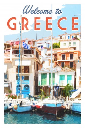 Welcome to Greece travel poster